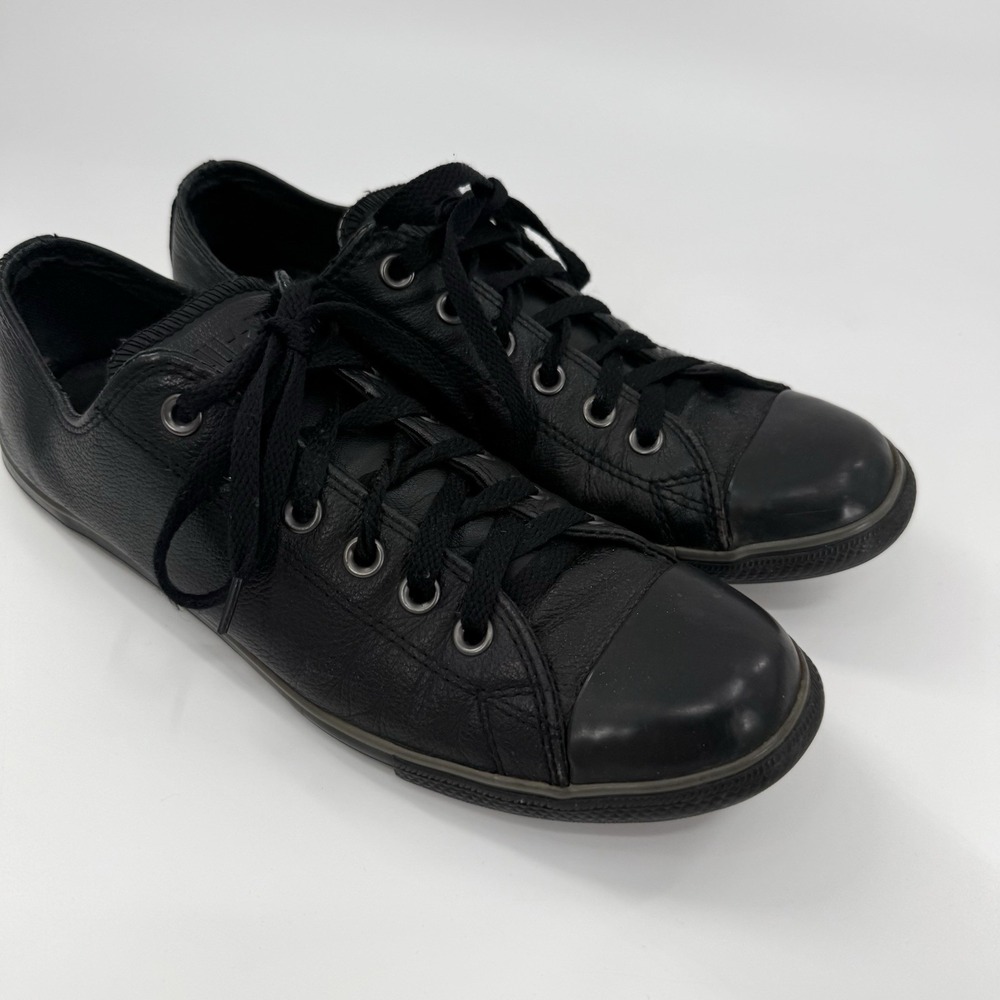 Converse Chuck Taylor All Star Low All Black Leather Sneakers 117635 Men's 8